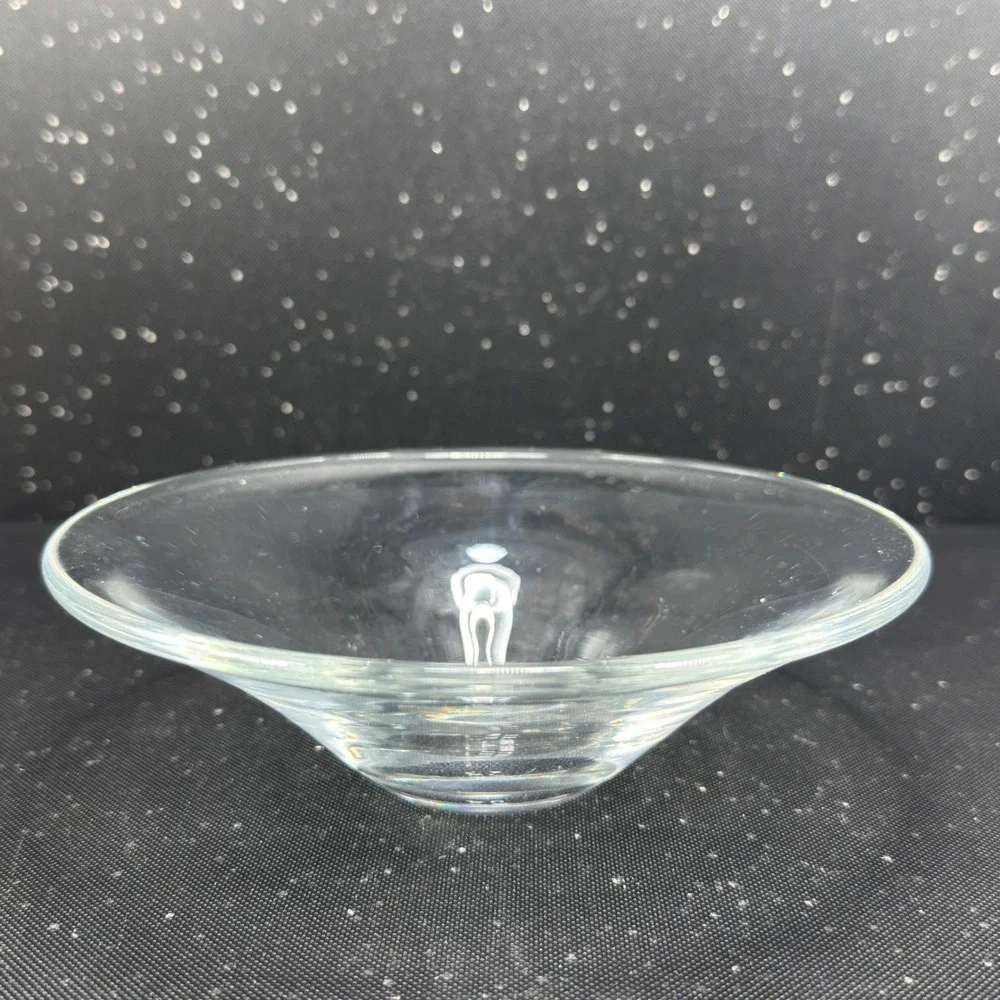 Crabtree & Evelyn Clear Glass Flared Vanity Dish Trinket Bowl 6 Inch Container